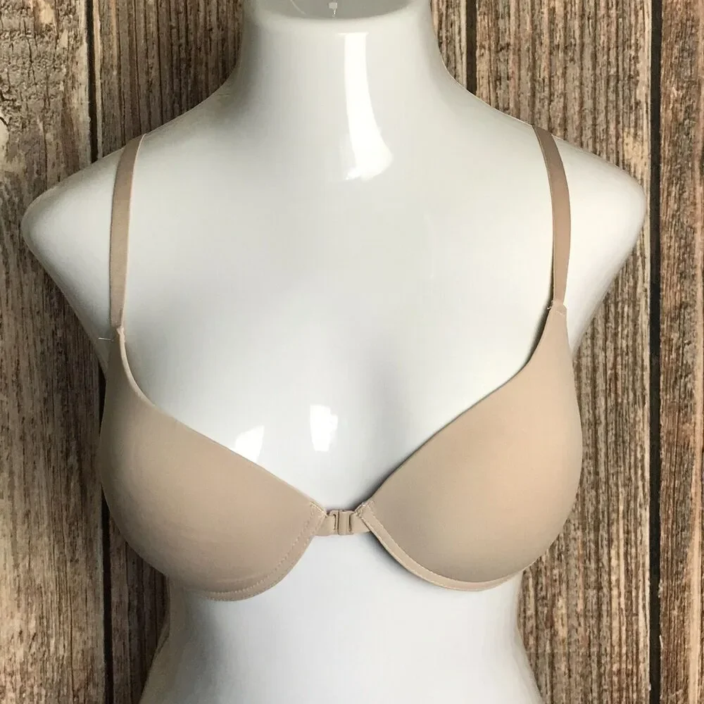 36D New York Elegance Push Up Bra ~ Beige ~ Adjustable Straps ~ Underwired